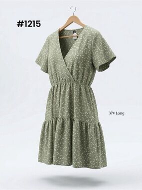 SHEIN Olive Green Heart Print Ruffled sleeve mini dress - Plus size | Maternity